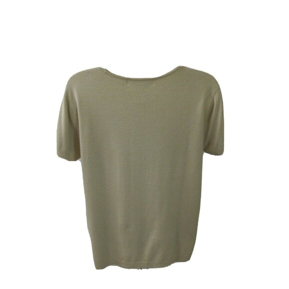 Jones New York Shell Size Large Beige Short Sleeve Rounded Neck Pullover Career - Picture 2 of 7